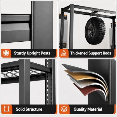Garage Shelving Unit 68 W x 18 D x 84 H, 5 Tier Metal Storage Shelves, Upgraded Steel Structure, Rack for Basement, Shop, Warehouse, Pantry - size: 68W x 18D x 84H
