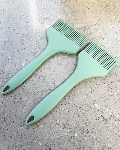 2Pcs Silicone Basting Pastry Brush - Heat Resistant Cooking Brushes Food Brush for Oil, Sauce, BBQ, Baking Outdoor Grill Dishwasher Safe – Green - color: Green