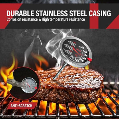 AWLKIM 2 Pack Analog Meat Thermometer Oven Safe Dial No Battery | Bimetallic Stem Dial, Leave-In Oven Safe, 2.5in Large Face, No Batteries for Roast Turkey Grill BBQ Cooking - color: 2 Pack Black