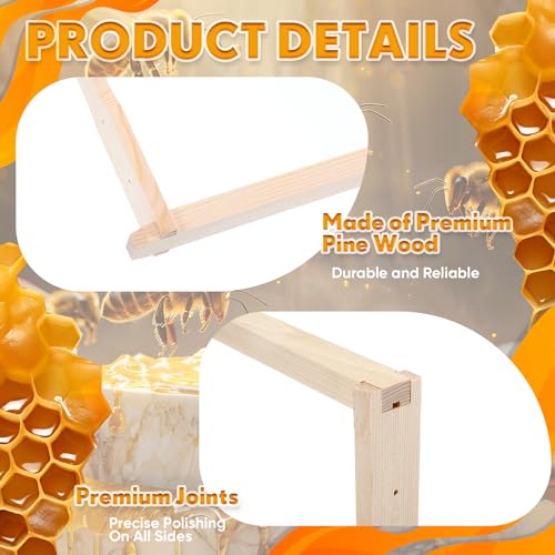 Colingmill 20 Packs Bee Hive Frames Deep Unassembled Bee Frames with Nails Pine Wooden Beekeeping Beehive Frame Pre Drilled Holes for Beekeeping Supplies