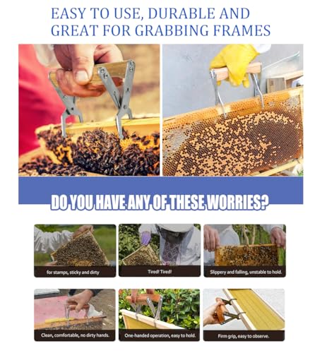 Beekeeping Frame Gripper, Frame Holder, Frame Lifter Tool - Stainless Steel Beekeeping Equipment Bee Hive Frame Grip Tool (Color : Wood) - color: Wood