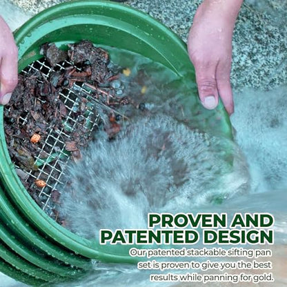 SE 13.25 Inch Wide Stackable Classifier Gold Prospecting Pan - 1/2 Inch Stainless Steel Mesh Sifting Pan, Green - size: 1/2 inch, style: Pans