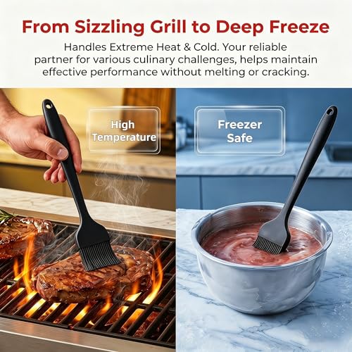 2 Pack Silicone Basting Brushes - Heat Resistant Pastry Brushes for Cooking BBQ Grill Baking Roasting, Oil Butter Sauce Marinade Egg Wash, One-Piece Design Dishwasher Safe Non-Slip, Large & Small