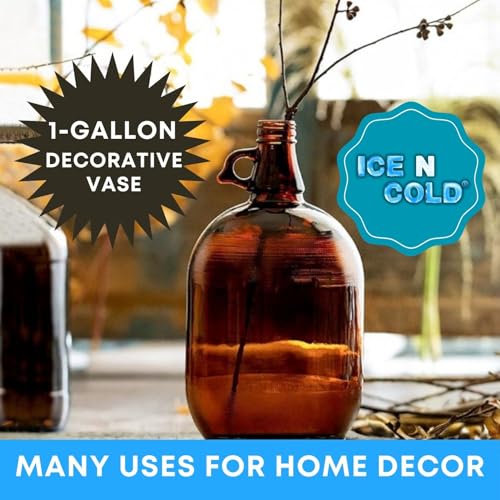1 Gallon (128oz) Amber Glass Jug With 38mm Cap - FBA