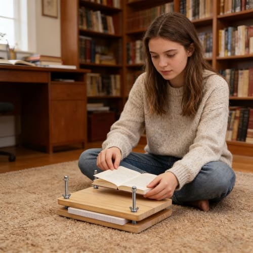 Professional Wooden Book Press with Steel Bolts for Binding and Restoration Cheese Press