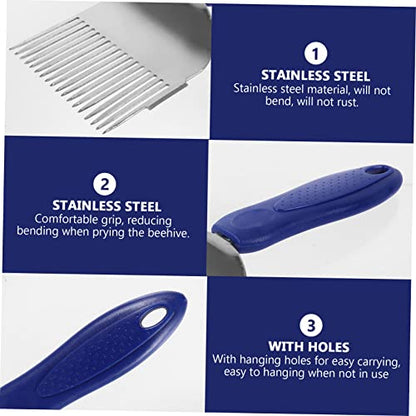 Happyyami Stainless Steel Honey Comb Scraper Tool Beekeeper Honey Knife Plastic Handle Easy Uncapping Fork for Beekeeping