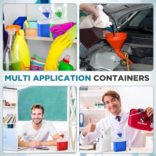 4 Pcs 64 oz Measure Container Tip and Pour Measuring Chemical Containers HDPE Plastic Measuring Bottle, up to 4oz Measure Capacity