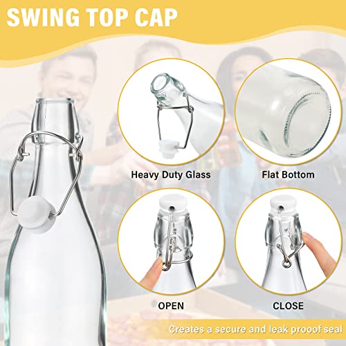 Aoriher 12 Pcs 25 oz Swing Top Glass Bottles 750 ml Glass Bottles with White Caps for Home Brewing Kombucha Homemade Juices Beer Water Oil Vinegar Soda Syrup Kefir Beverages - color: Clear, White
