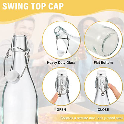 Aoriher 12 Pcs 25 oz Swing Top Glass Bottles 750 ml Glass Bottles with White Caps for Home Brewing Kombucha Homemade Juices Beer Water Oil Vinegar Soda Syrup Kefir Beverages - color: Clear, White