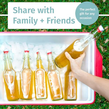 Otis Classic Clear Swing Top Glass Bottles, Plastic Caps, Set of 6, 16oz | Marker & Labels Included, Plastic Cap BPA Free, For Juice, Water, Kombucha, Wine, Beer Brewing, Kefir Milk, Eggnog - color: 1. Clear - Plastic Lids