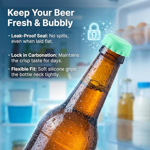 24 PCS Silicone Bottle Caps 6 Colors Reusable Beer Bottle Caps Wine Cap for Beer, Soda, Wine, Soft Drink Bottles, Home Brewing Kitchen Gadgets