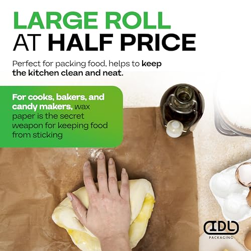 Brown Wet Wax Paper Roll 36" x 900' - USA-Made Moisture-Repellent Cooking Paper for Packing, Storing & Freezing - Heavy-Duty Food-Safe Wrapping Material for Meat, Cheese & Baked Goods by IDL Packaging - size: 36" x 900 feet