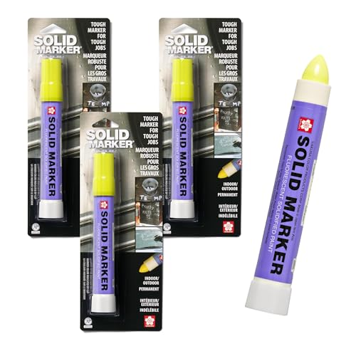 Sakura Solid Paint Markers - Permanent Marker Pens - Window, Wood & Glass Marker - Fluorescent Lemon Paint - 3 Pack - color: XSC-302 Fluorescent Lemon