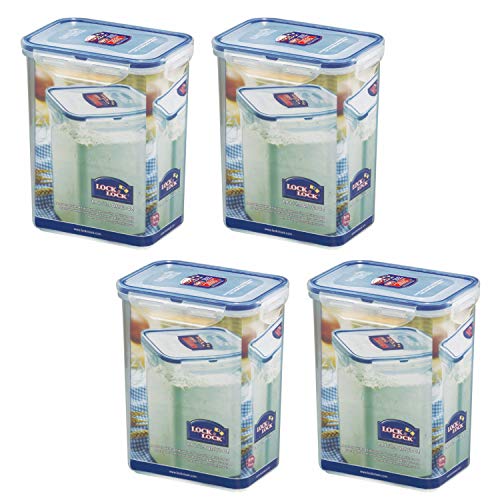 LOCK & LOCK LocknLock Easy Essentials Airtight Rectangular Tall Food Storage Container 7.61 Cup, 4 Piece, Clear - size: 4 Piece Set