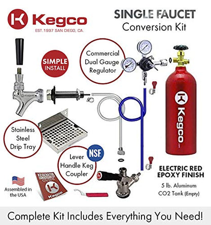 Kegco Deluxe 1-Tap Door Mount Kegerator Conversion Kit with 5 lb. CO2 Tank