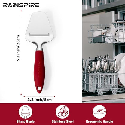 Rainspire Upgraded Non-Stick Cheese Slicers for Block Cheese Multi-Functional Cheese Cutter for Mozzarella, Cheddar, Gruyere Charcuterie Accessories Dishwasher Safe Kitchen Tools, Red - color: Red