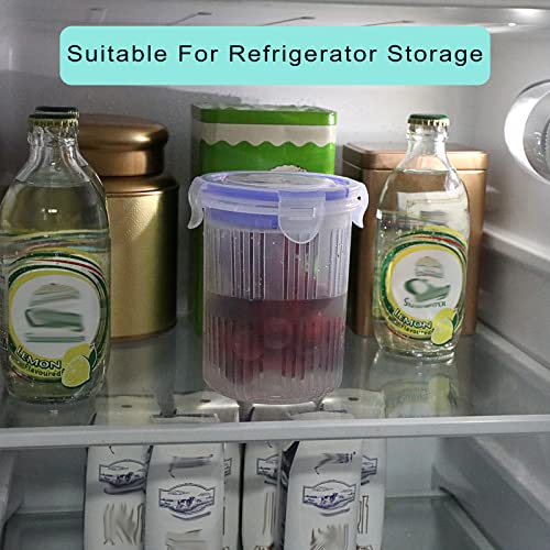 JUXYES Plastic Pickle Jar with Strainer Flip, Transparent Pickle Storage Container with Strainer Insert, Pickle Jar Juice Separator Dry Wet Separation, Pickle And Olive Container with Lock