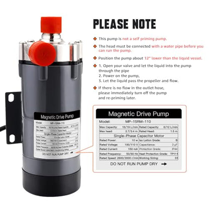FERRODAY Wort Brewing Pump, Stainless Head Magnetic Drive Brew Food Safe Water High Temp Homebrew Beer Pump with 1/2" NPT Thread - size: Wort Pump(Plug Cord)