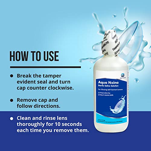 Oculus Curae Aqua Naina Saline Solution – Preservative-Free Sterile Rinse for Soft, Hard & Gas Permeable Contact Lenses – Unisol 4 Alternative – Travel-Friendly – 4X 4 fl oz Bottles - size: 4 Fl Oz (Pack of 4)