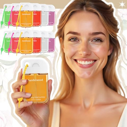Frienda 12 Pcs Hydrating Hand Sanitizer Spray Scented Pocket Hand Sanitizer Travel Size with Keychain Moisturizing Sanitizing Hands Thank You Appreciation Gifts for Team Coworkers Staff Women Adults - style: Cute