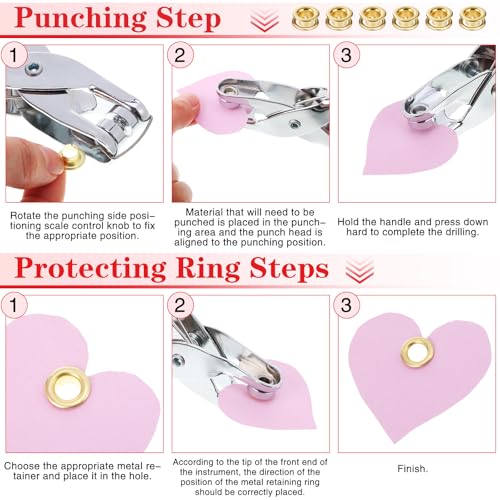 Honoson 1/4 Inch Grommet Tool Kit Eyelet Plier Set Hole Punch Grommet Hand Press Pliers with 200 Pieces of Eyelets for Clothes Shoes Bags(Red, Gold) - color: Red, Gold, size: 3/16 Inch