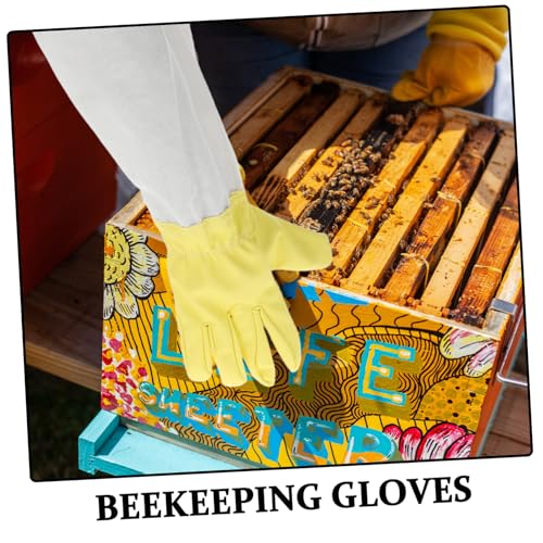 VICASKY Elastic Cuffs Beekeeping Gloves Long Sleeve Bee Keeper Safety Gear Leather and Canvas Multipurpose
