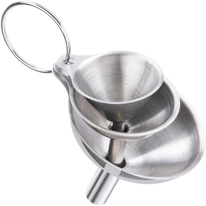 3PCS Kitchen Funnels Set,Stainless Metal Funnel for Filling Bottles - Tiny Small Medium Large for Essential Oils,Spice, Cooking,Powder,Flask，Perfume,Dry Ingredients Powde (Silver) - color: Silver