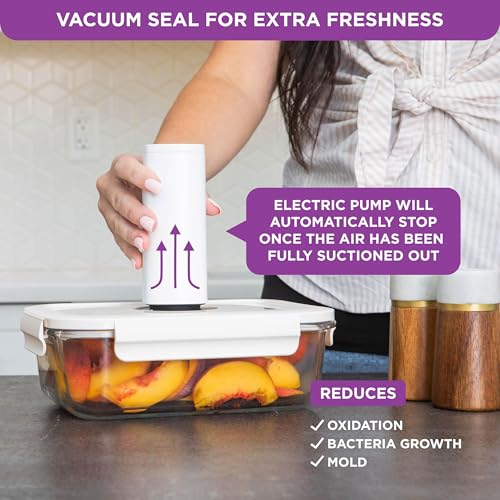 HOLDN’ STORAGE Vacuum Food Storage Containers, Set of 8 Glass Containers & Electronic Pump - Keep Food Fresh Longer, BPA-Free Glass, Leak-Proof, Ideal for Meal Prep, Marinating - size: Set of 8: Electronic Pump