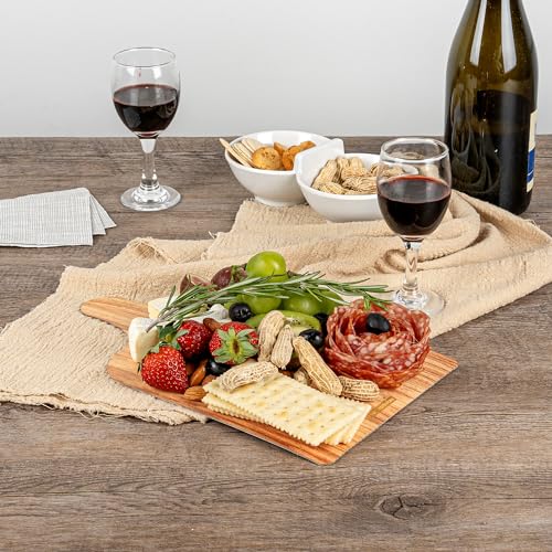 Restaurantware Cater Tek 11.8 x 7 Inch Charcuterie Boards 10 Faux Wood Cheese Boards - WIth Handle Stackable Paper Cardboard Charcuterie Boards Disposable For Serving At Catered Events