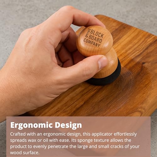 Specialist Board Cutting Board Oil and Wax Applicator by the Block & Board Company | Restores Wood, Butcher Block, Countertop & Utensils | Round Wood Applicator for Food Grade Mineral Oil - size: 1 Fl Oz (Pack of 1)