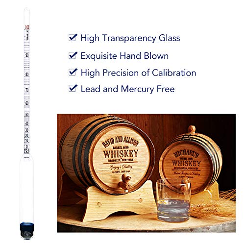 Circrane 0-200 Proof & Tralle Alcohol Hydrometer, Accurate Tester for Liquor, Distilling Moonshine Alcoholmeter - style: 0-200 Hydrometer