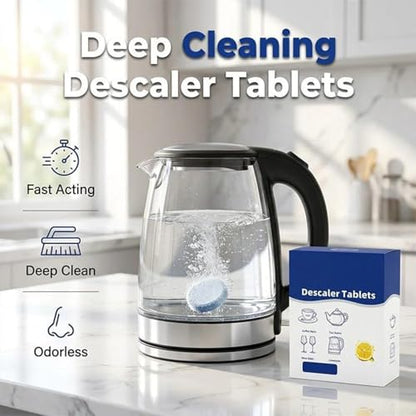 Multi-Purpose Limescale Remover Effervescent Tablets, Efficient Water Bottle Cleaning Tablet, Remove Limescale and Hardwater Stains, Odor-Free Kettle&Coffee Cup, for Kettle Shower Heads (1box) - color: 1box