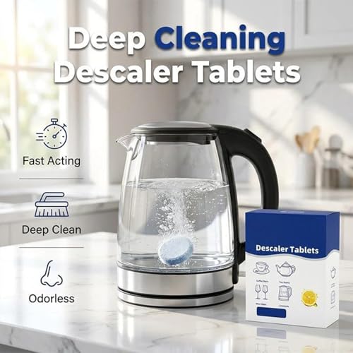 Multi-Purpose Limescale Remover Effervescent Tablets, Efficient Water Bottle Cleaning Tablet, Remove Limescale and Hardwater Stains, Odor-Free Kettle&Coffee Cup, for Kettle Shower Heads (5box) - color: 5box