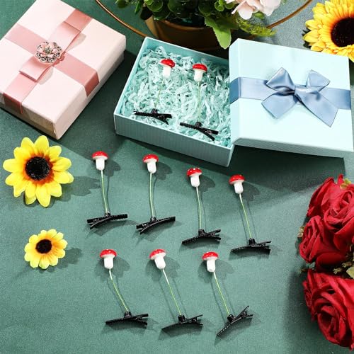 30 Pcs Bean Sprout Hair Clips Rave Mixed Style Plant Hairpins Hair Accessories for Party Irish(Red Mushroom) - style: Red MushroomC