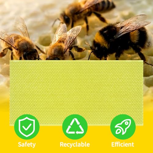 Beeswax Coated Foundation Sheets for Beehive Frames, 10-Pack Waxed Sheets with Plastic Comb Foundation, Essential Beekeeping Tool for Honey Bee Deep Frames, 8-1/2-Inch, Green