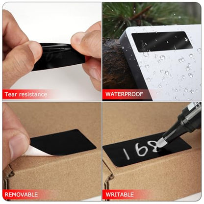 Black Rectangle Stickers 2 x 1 Inch Color Coding Labels Vinyl Roll Self-Adhesive Waterproof Removable 500 PCS - color: Black