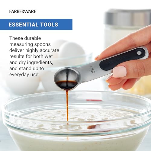 Farberware Professional Stainless SteelMeasuring Spoons Precision and Ease in Every Scoop, Features Magnetic Handles for Easy Storage, Dishwasher Safe - size: Set of 5, Spoons