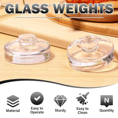 12Pcs Glass Fermentation Weights Kit for Beginners with Easy Grip Handle Transparent Pickle Glass Weights for Wide Mouth Mason Jars Pickles (Style 3) - color: Style 3