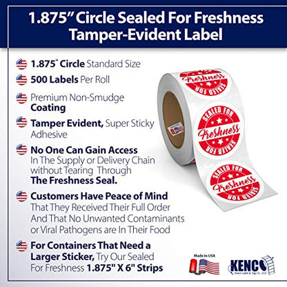 Food Delivery Tamper Evident Sealed for Freshness Labels - 500 Adhesive Stickers for Safe Food delivery (Circles 12 Pack) - size: Circles 2" - 12 Pack