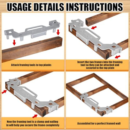 Tandefio 2 Pcs 16 Inch Framing Tools Framing Stud Layout Tool Cast Aluminum Stud Measurement Spacing Precision Jig Tool for Walls Roofs Floors or Ladders