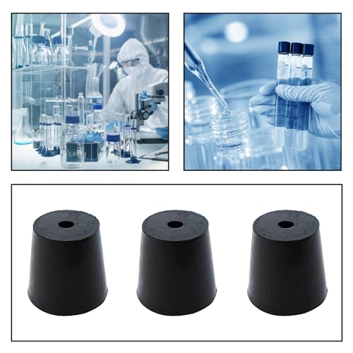 6Pcs Solid Rubber Stopper Bungs with Hole 20mm to 26mm Solid Test Tubes Bungs Stopper for Flask, Plug Holes and Test Tube(Black) - size: 20mm to 26mm