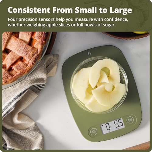 Greater Goods Food Scale – Digital Kitchen Scale, 1g Precision, Easy-Tare & Quick Conversion, Slim Compact Design, Durable & Portable | Ideal for Cooking, Baking & Meal Prep (Moss Green) - color: Moss Green
