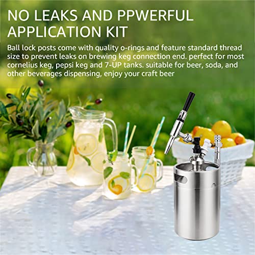 MRbrew 2 Pair Ball Lock Keg Post, Stainless 304 Homebrew 19/32’’-18 Co2 Gas kegerator Beer Liquid Cornelius Corny Poppet Spring Spare Sealing O-ring Keg Posts Kit for Brewing Quick Disconnect Fitting - size: 2 Pair
