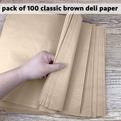 CAMKYDE Deli Paper Sheets 12" X 12" 100PK, Grease Proof Sandwich Wrapping Paper - color: Kraft