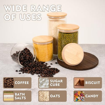 2PCS Small Glass Storage Jars with Airtight Lids,18 fl oz (550ml) Cute Clear Storage container with bamboo Lid,Glass Pantry Canister for Beans, Rice,Sugar,Cookie Coffee (N-Clear-2PCS-18FL OZ/550ML) - color: N-Clear-2PCS-18FL OZ/550ML