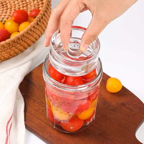 Xileanalee Fermentation Weight Glass 4 Pack for Wide Mouth Mason Jar-Easy Grip Handle Fermenting Weights for Pickling -7Oz 2.75inch Canning Weights for Fermenting - color: clear