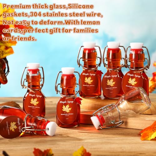 20 Sets Mini Limoncello Bottles Small Swing Top Glass Bottles Tiny Jar for Table Centerpieces Beverages Homemade Christmas Baby Shower Wedding Party Favors for Guests(2oz,Maple Syrup) - size: 2oz, style: Maple Syrup