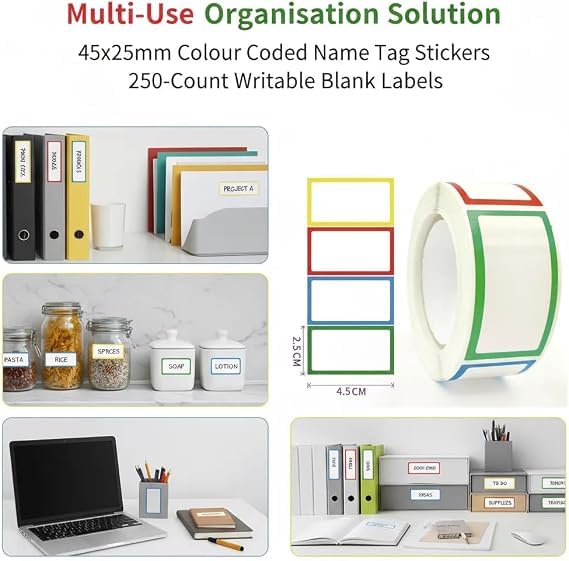 500 Removable Labels - No Residue, Reusable and Waterproof | Suitable for Food Storage Containers, Etc. (250pcs) - color: 250pcs