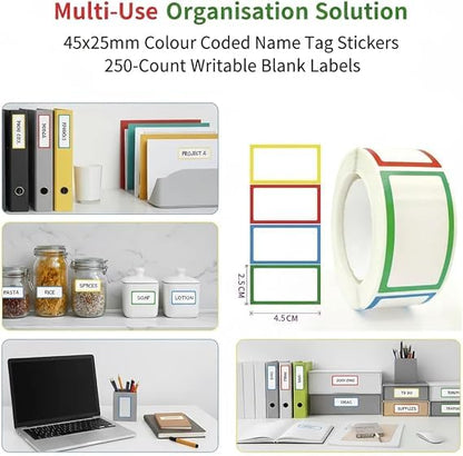 500 Removable Labels - No Residue, Reusable and Waterproof | Suitable for Food Storage Containers, Etc. (250pcs) - color: 250pcs