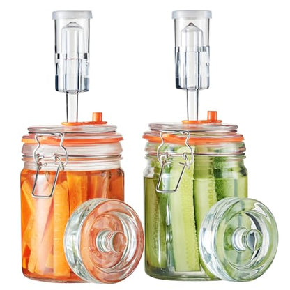 JILLMO Fermentation Jar, 700ml Fermenting Kit with Fermentation Weights and Airlocks, Pack of 2 - size: 700 ML